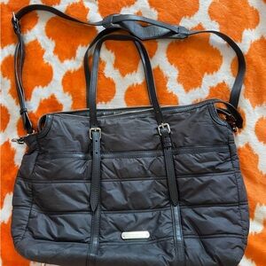 BURBERRY Elegant Black Leather Shoulder Bag with Silver Accents